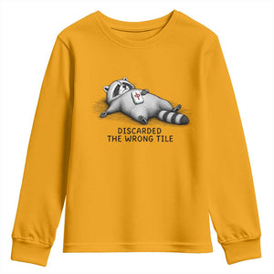 Funny Raccoon Mahjong Lovers Youth Sweatshirt Discarded The Wrong Tile