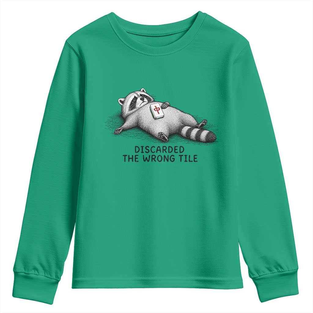 Funny Raccoon Mahjong Lovers Youth Sweatshirt Discarded The Wrong Tile