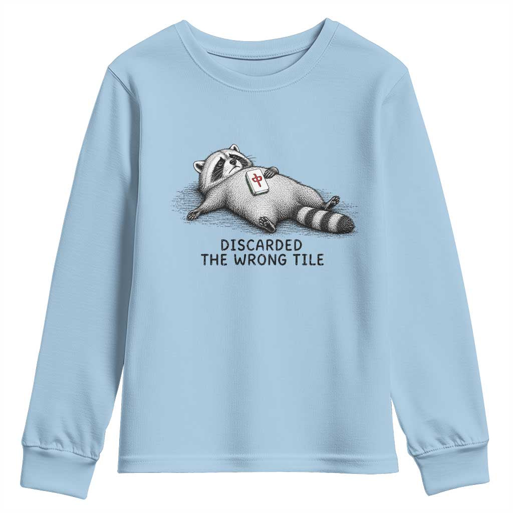 Funny Raccoon Mahjong Lovers Youth Sweatshirt Discarded The Wrong Tile