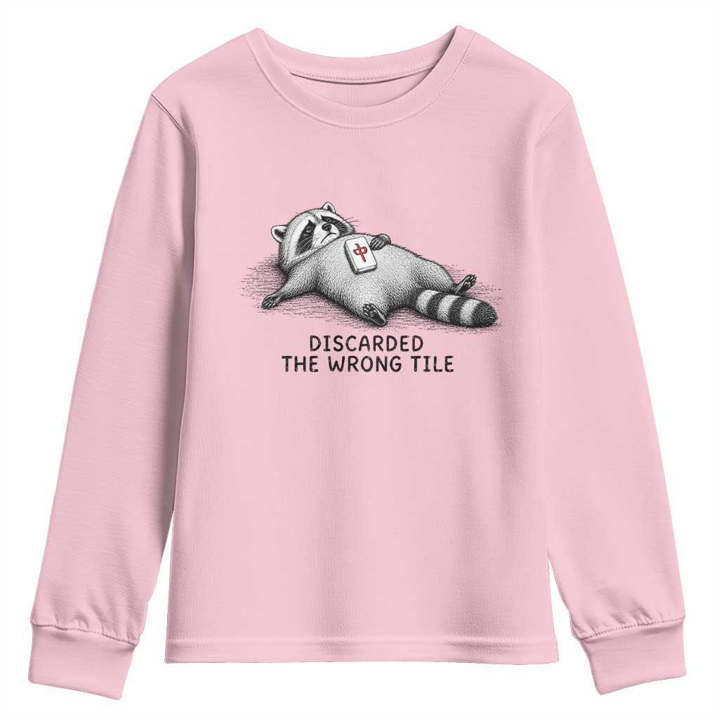 Funny Raccoon Mahjong Lovers Youth Sweatshirt Discarded The Wrong Tile