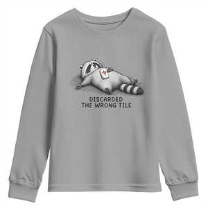 Funny Raccoon Mahjong Lovers Youth Sweatshirt Discarded The Wrong Tile