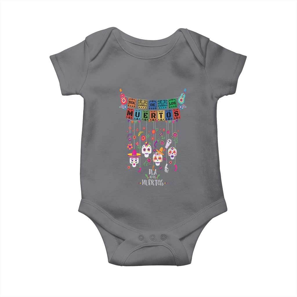 Dia De Los Muertos Funny Day Of The Dead Baby Onesie Hanging Sugar Skull Skulls Halloween TS10 Charcoal Print Your Wear