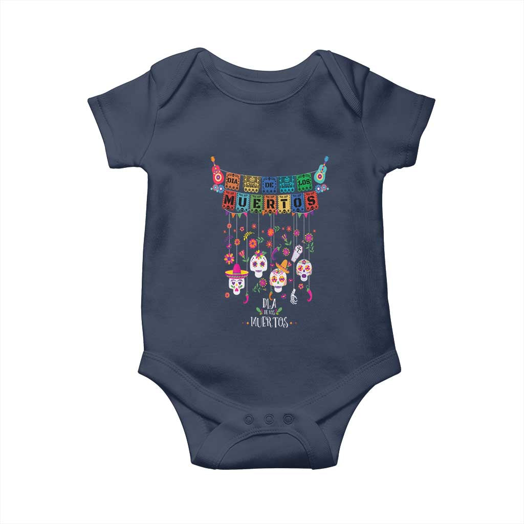 Dia De Los Muertos Funny Day Of The Dead Baby Onesie Hanging Sugar Skull Skulls Halloween TS10 Navy Print Your Wear