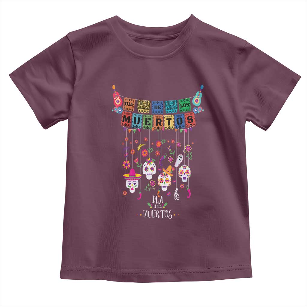 Dia De Los Muertos Funny Day Of The Dead Baby Shirt Hanging Sugar Skull Skulls Halloween TS10 Maroon Print Your Wear