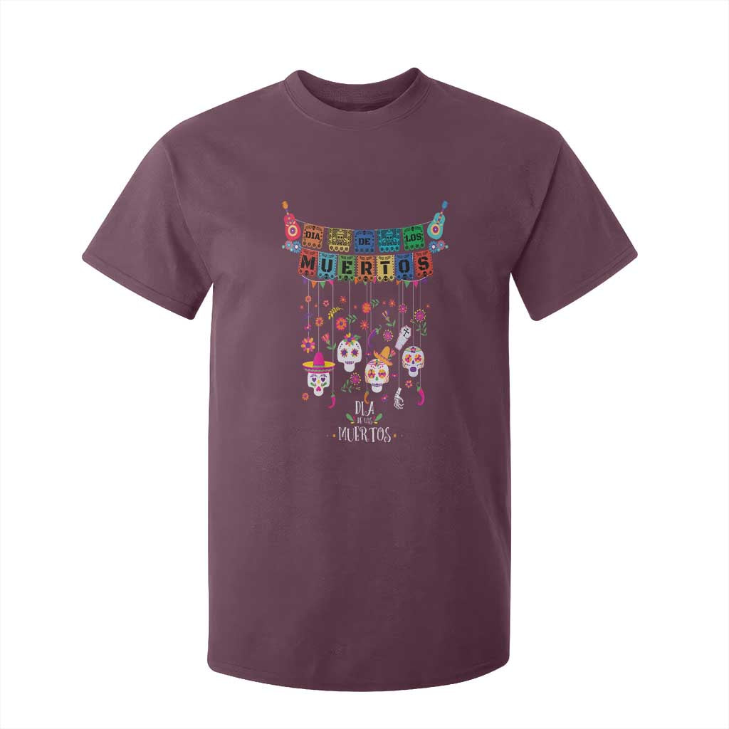 Dia De Los Muertos Funny Day Of The Dead T Shirt For Kid Hanging Sugar Skull Skulls Halloween TS10 Maroon Print Your Wear