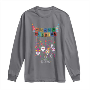 Dia De Los Muertos Funny Day Of The Dead Long Sleeve Shirt Hanging Sugar Skull Skulls Halloween TS10 Charcoal Print Your Wear