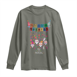 Dia De Los Muertos Funny Day Of The Dead Long Sleeve Shirt Hanging Sugar Skull Skulls Halloween TS10 Military Green Print Your Wear