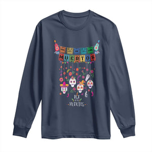 Dia De Los Muertos Funny Day Of The Dead Long Sleeve Shirt Hanging Sugar Skull Skulls Halloween TS10 Navy Print Your Wear