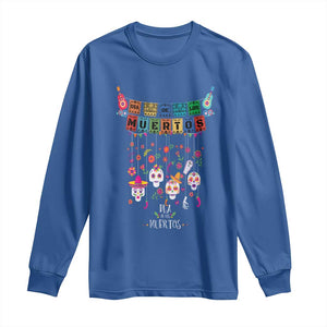 Dia De Los Muertos Funny Day Of The Dead Long Sleeve Shirt Hanging Sugar Skull Skulls Halloween TS10 Royal Blue Print Your Wear