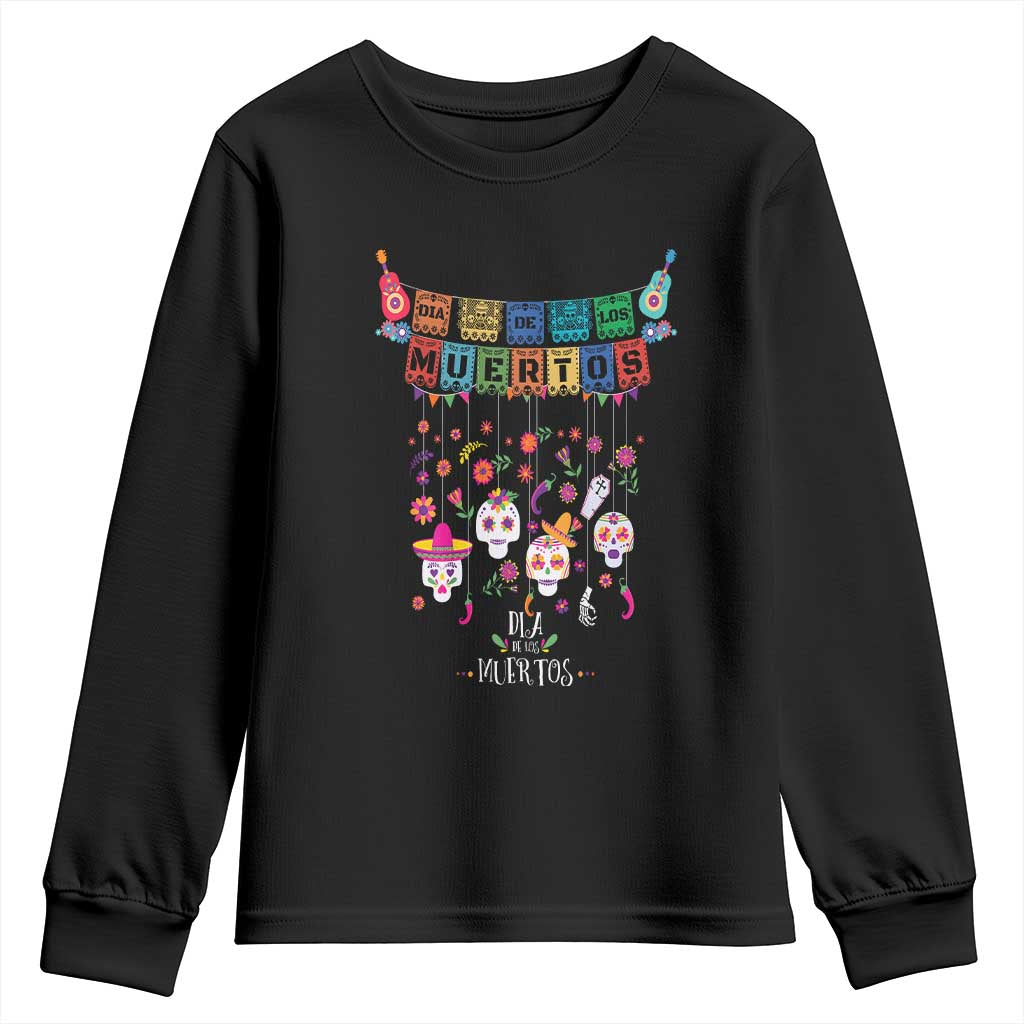 Dia De Los Muertos Funny Day Of The Dead Youth Sweatshirt Hanging Sugar Skull Skulls Halloween TS10 Black Print Your Wear