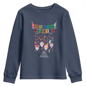Dia De Los Muertos Funny Day Of The Dead Youth Sweatshirt Hanging Sugar Skull Skulls Halloween TS10 Navy Print Your Wear