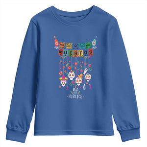 Dia De Los Muertos Funny Day Of The Dead Youth Sweatshirt Hanging Sugar Skull Skulls Halloween TS10 Royal Blue Print Your Wear