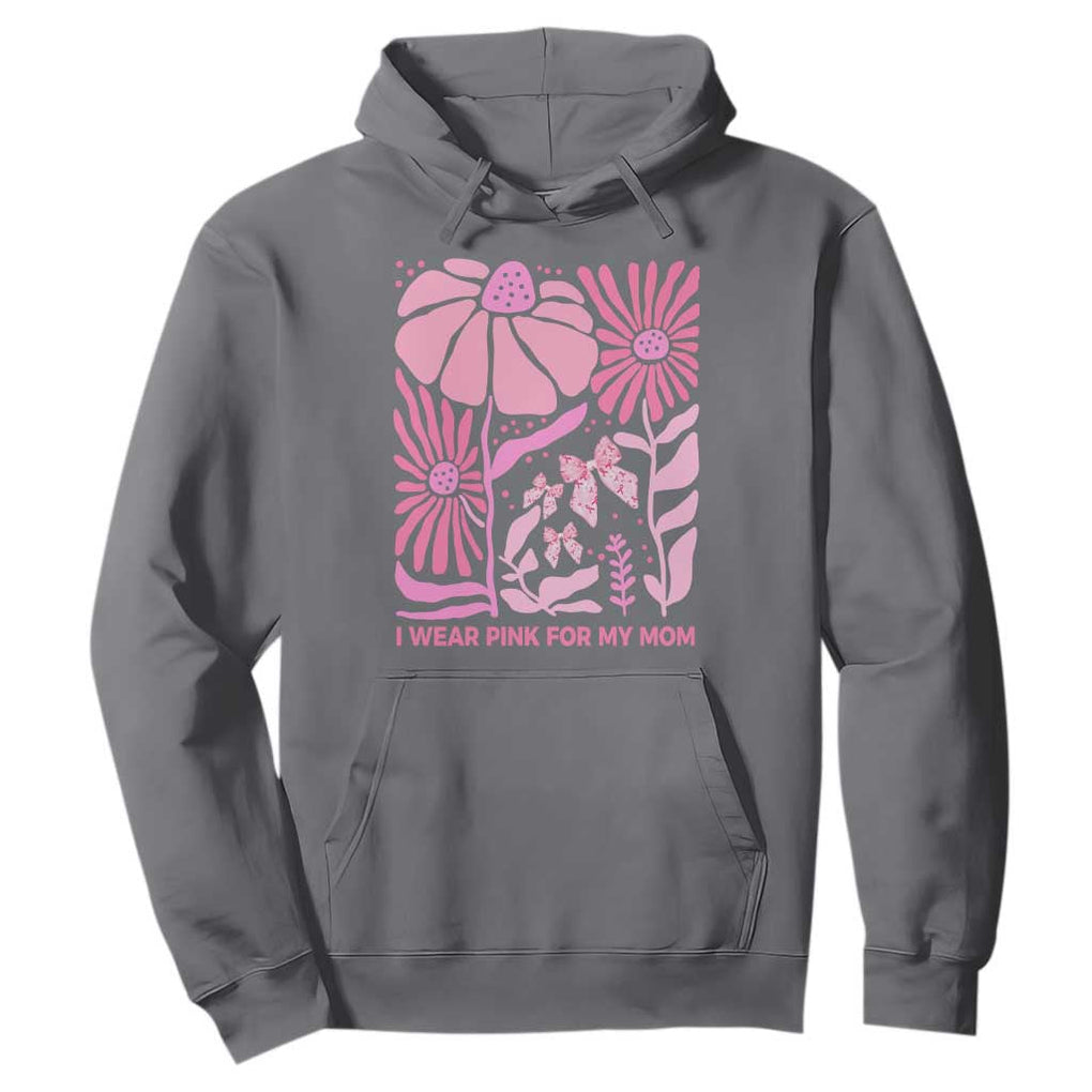 Breast Cancer Awareness Hoodie I Wear Pink For My Mom Boho Floral Pink Ribbon TS10 Charcoal Print Your Wear