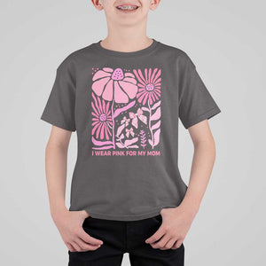 Breast Cancer Awareness T Shirt For Kid I Wear Pink For My Mom Boho Floral Pink Ribbon TS10 Dark Chocolate Print Your Wear