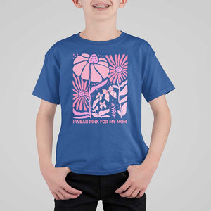 Breast Cancer Awareness T Shirt For Kid I Wear Pink For My Mom Boho Floral Pink Ribbon TS10 Royal Blue Print Your Wear