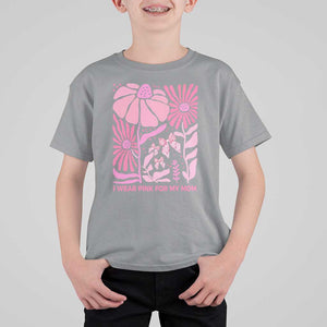 Breast Cancer Awareness T Shirt For Kid I Wear Pink For My Mom Boho Floral Pink Ribbon TS10 Sport Gray Print Your Wear
