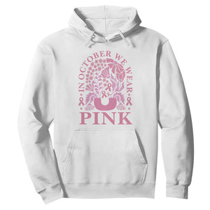 Breast Cancer Awareness Month Hoodie Boho Floral Vintage Floral Pink Ribbon TS10 White Print Your Wear