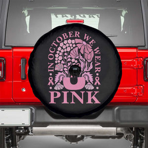 Breast Cancer Awareness Month Spare Tire Cover Boho Floral Vintage Floral Pink Ribbon TS10 Black Print Your Wear
