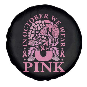 Breast Cancer Awareness Month Spare Tire Cover Boho Floral Vintage Floral Pink Ribbon TS10 Print Your Wear