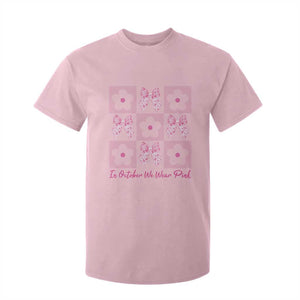 Breast Cancer Awareness Month T Shirt For Kid In October We Wear Pink Coquette Bow Boho Floral Gift For Mom TS10 Light Pink Print Your Wear