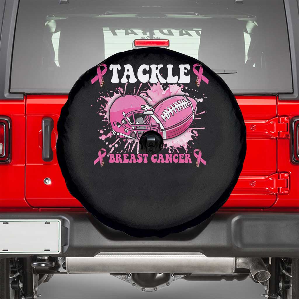 Tackle Football Breast Cancer Awareness Spare Tire Cover Pink Ribbon Boys Kid TS10 Black Print Your Wear