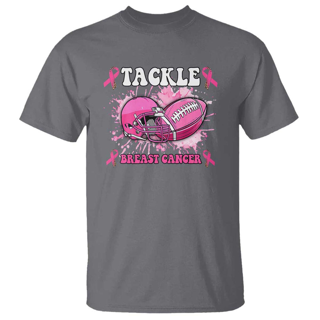 Tackle Football Breast Cancer Awareness T Shirt Pink Ribbon Boys Kid TS10 Charcoal Print Your Wear