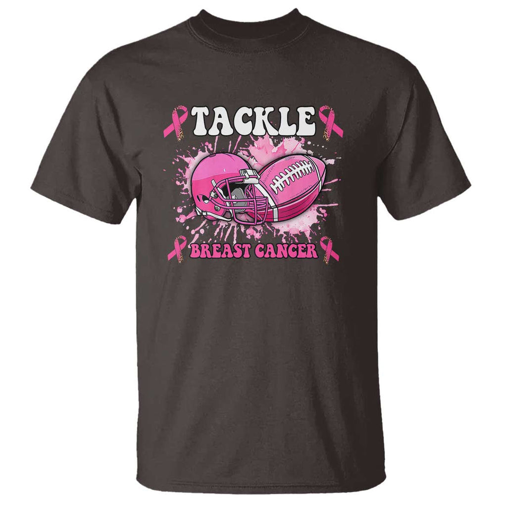 Tackle Football Breast Cancer Awareness T Shirt Pink Ribbon Boys Kid TS10 Dark Chocolate Print Your Wear