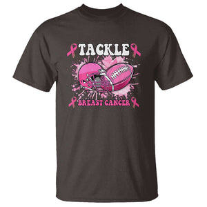 Tackle Football Breast Cancer Awareness T Shirt Pink Ribbon Boys Kid TS10 Dark Chocolate Print Your Wear