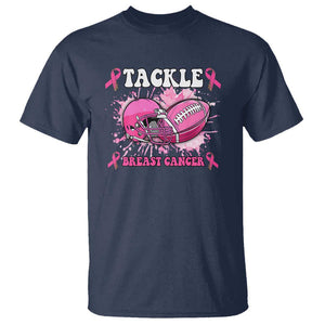 Tackle Football Breast Cancer Awareness T Shirt Pink Ribbon Boys Kid TS10 Navy Print Your Wear