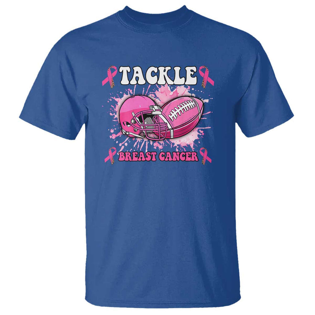 Tackle Football Breast Cancer Awareness T Shirt Pink Ribbon Boys Kid TS10 Royal Blue Print Your Wear