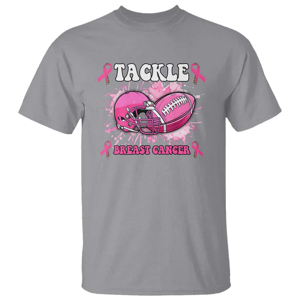 Tackle Football Breast Cancer Awareness T Shirt Pink Ribbon Boys Kid TS10 Sport Gray Print Your Wear