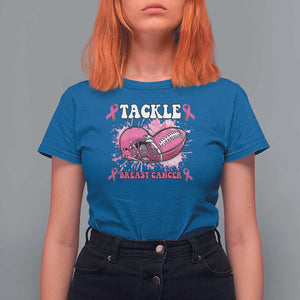 Tackle Football Breast Cancer Awareness T Shirt For Women Pink Ribbon Boys Kid TS10 Royal Blue Print Your Wear