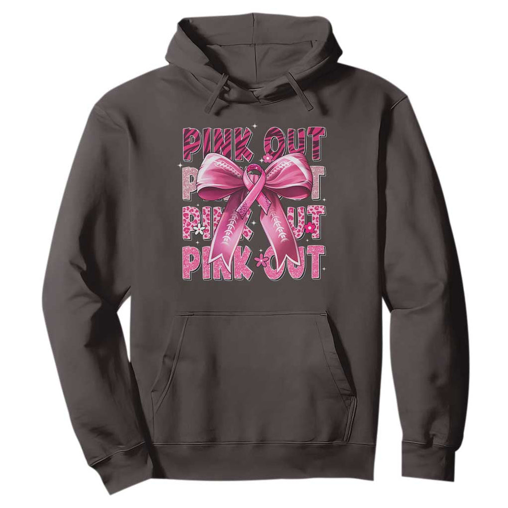 Football Pink Out Breast Cancer Awareness Hoodie Coquette Football TS10 Dark Chocolate Print Your Wear