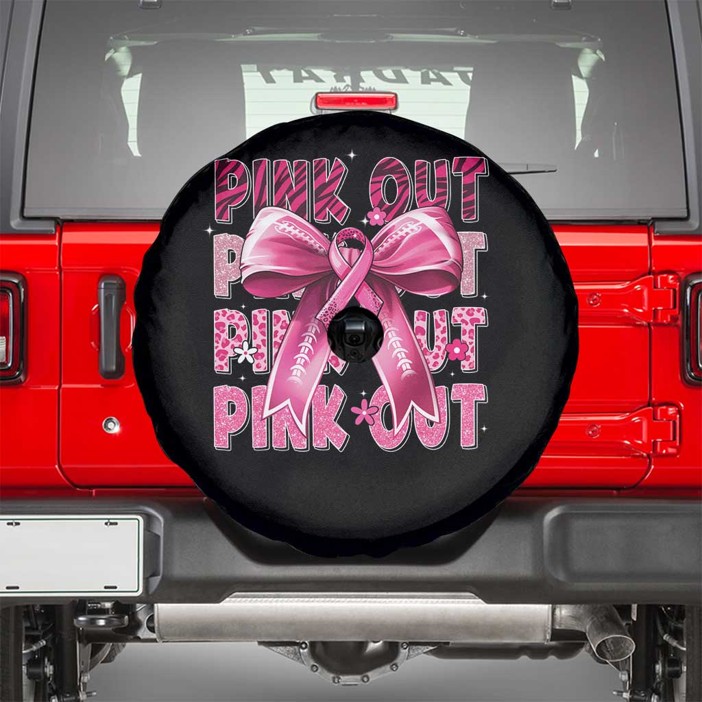 Football Pink Out Breast Cancer Awareness Spare Tire Cover Coquette Football TS10 Black Print Your Wear