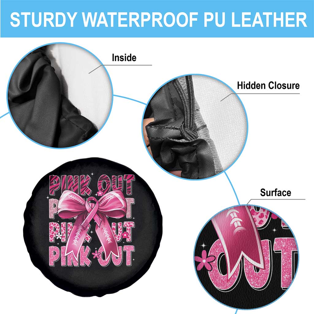 Football Pink Out Breast Cancer Awareness Spare Tire Cover Coquette Football TS10 Print Your Wear