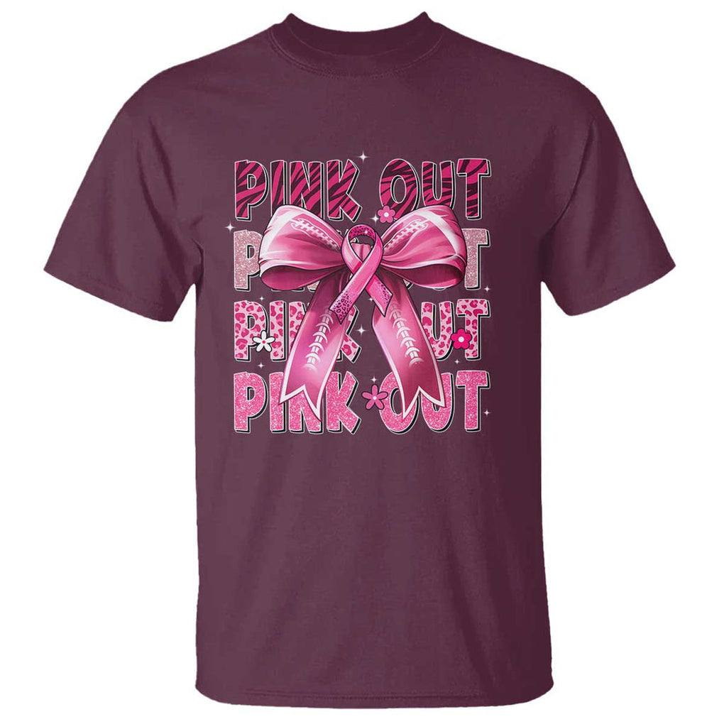 Football Pink Out Breast Cancer Awareness T Shirt Coquette Football TS10 Maroon Print Your Wear