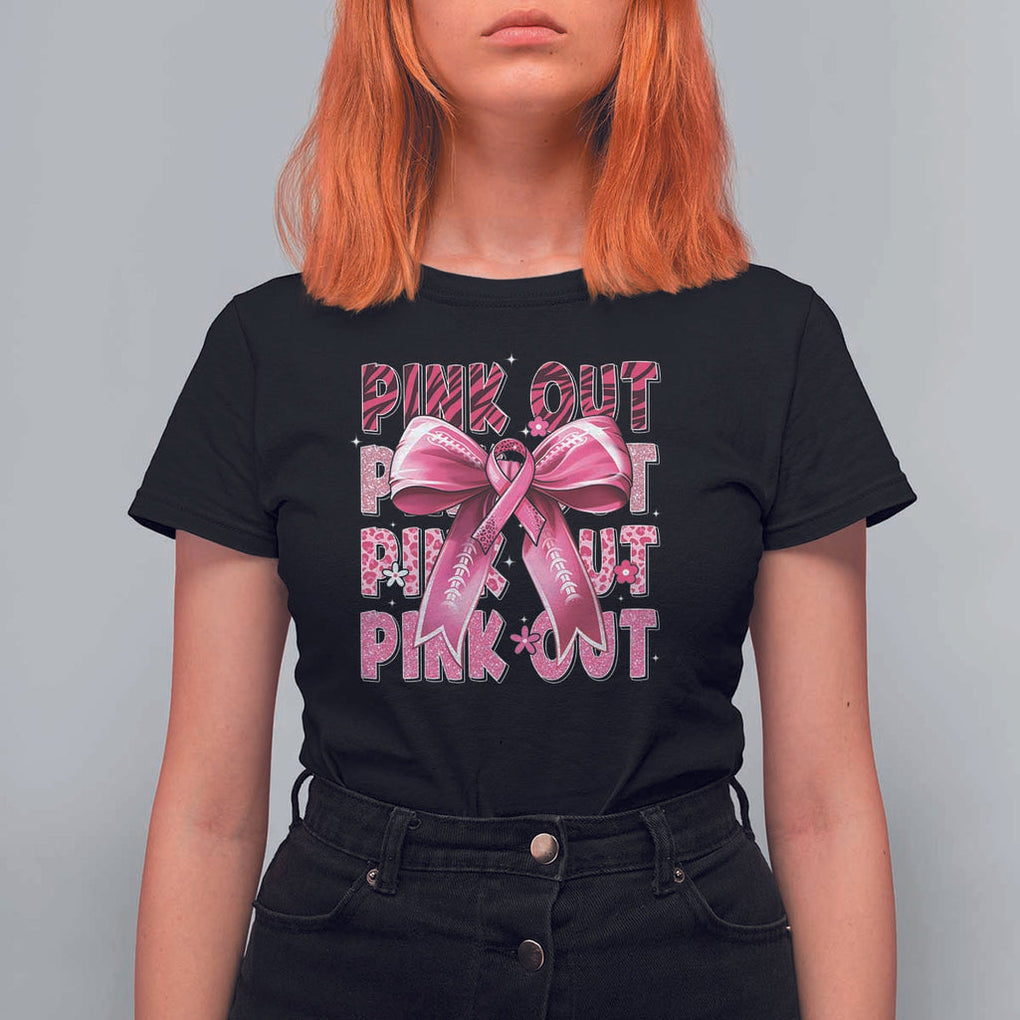 Football Pink Out Breast Cancer Awareness T Shirt For Women Coquette Football TS10 Black Print Your Wear