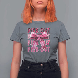 Football Pink Out Breast Cancer Awareness T Shirt For Women Coquette Football TS10 Charcoal Print Your Wear