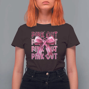 Football Pink Out Breast Cancer Awareness T Shirt For Women Coquette Football TS10 Dark Chocolate Print Your Wear