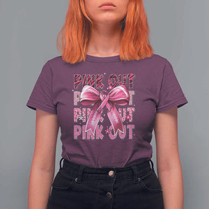 Football Pink Out Breast Cancer Awareness T Shirt For Women Coquette Football TS10 Maroon Print Your Wear