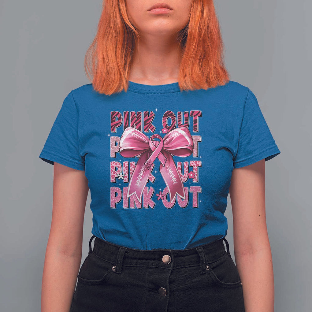 Football Pink Out Breast Cancer Awareness T Shirt For Women Coquette Football TS10 Royal Blue Print Your Wear