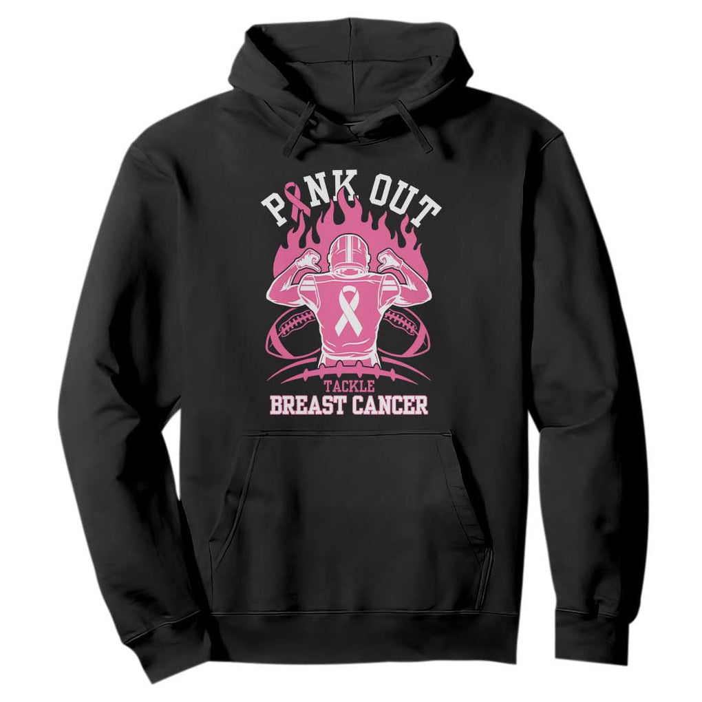 Tackle Football Breast Cancer Awareness Hoodie Pink Out Ribbon TS10 Black Print Your Wear