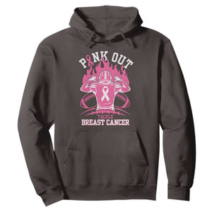 Tackle Football Breast Cancer Awareness Hoodie Pink Out Ribbon TS10 Dark Chocolate Print Your Wear