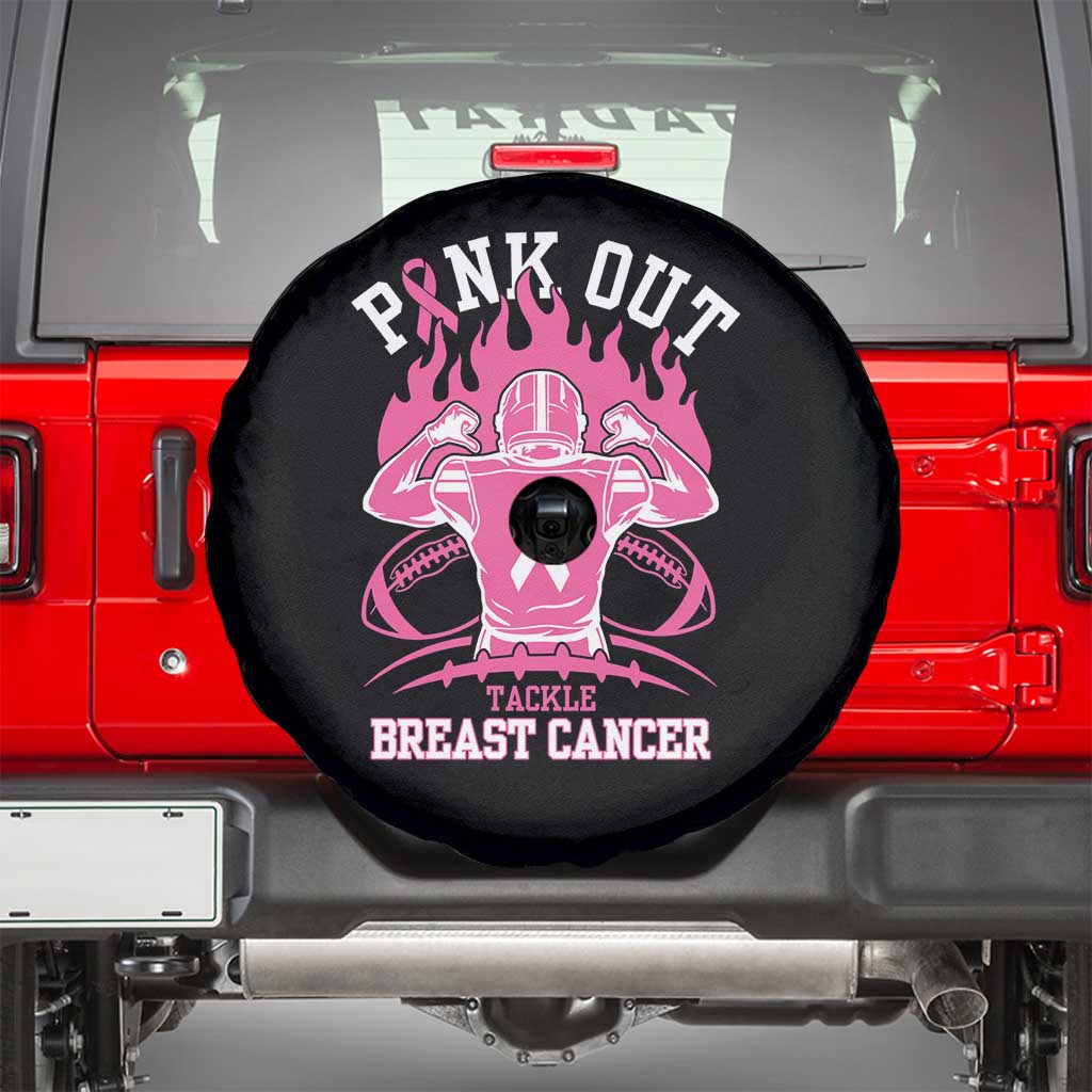 Tackle Football Breast Cancer Awareness Spare Tire Cover Pink Out Ribbon TS10 Black Print Your Wear