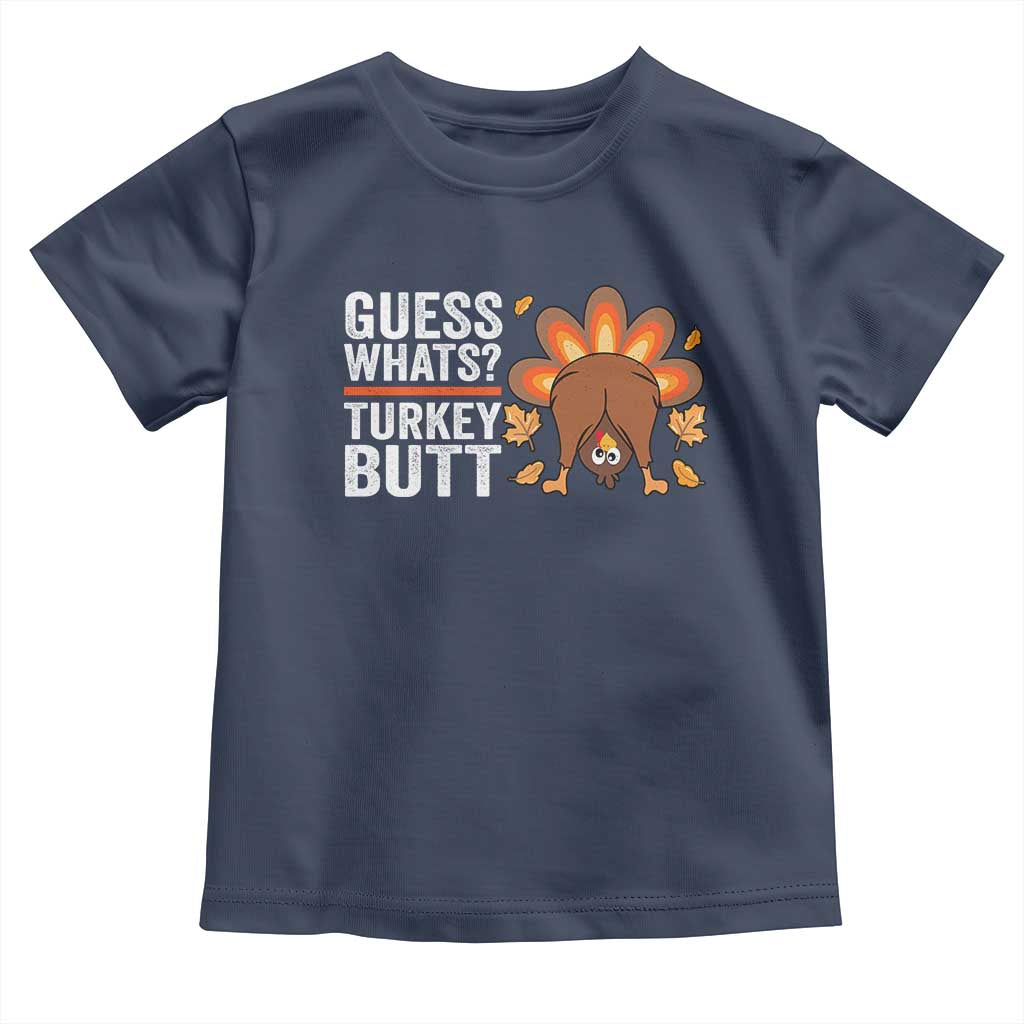 Funny Thanksgiving Baby Shirt Guess What Turkey Butt Retro TS10 Navy Print Your Wear