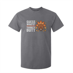 Funny Thanksgiving T Shirt For Kid Guess What Turkey Butt Retro TS10 Charcoal Print Your Wear