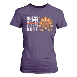 Funny Thanksgiving T Shirt For Women Guess What Turkey Butt Retro TS10 Purple Print Your Wear