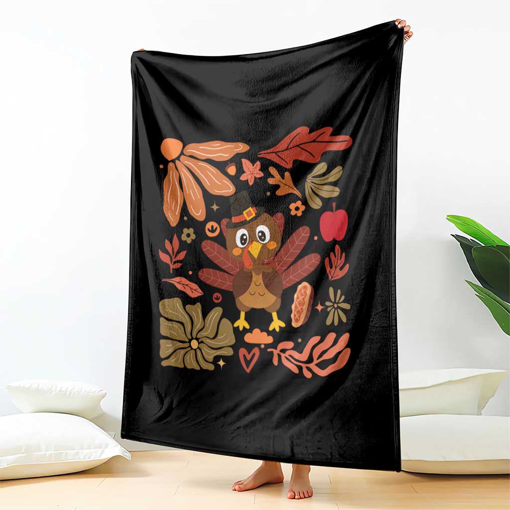 Thanksgiving Turkey Throw Blanket Retro Boho Floral Fall TS10 Print Your Wear