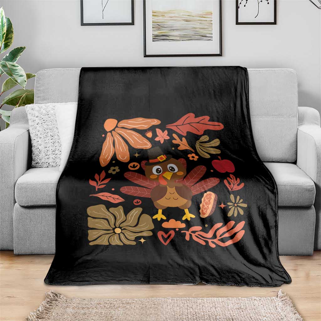 Thanksgiving Turkey Throw Blanket Retro Boho Floral Fall TS10 Print Your Wear