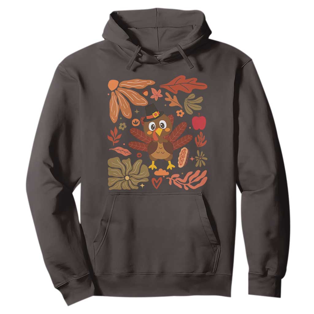 Thanksgiving Turkey Hoodie Retro Boho Floral Fall TS10 Dark Chocolate Print Your Wear